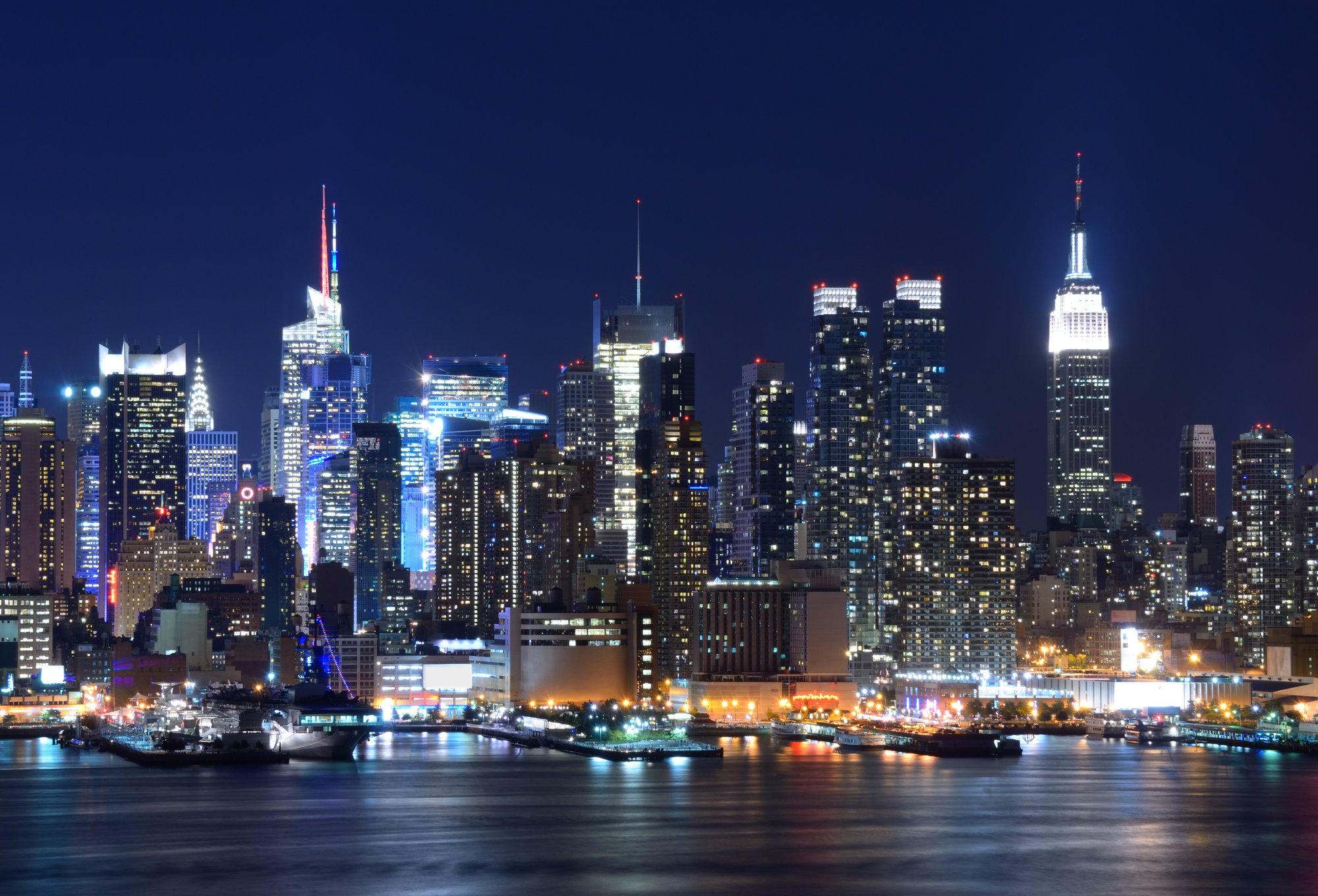 New York City skyline at dusk